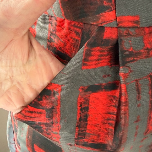 Milly Size 6 Zip Chic Red Gray Geo Print Sleeveless Dress - Picture 2 of 11